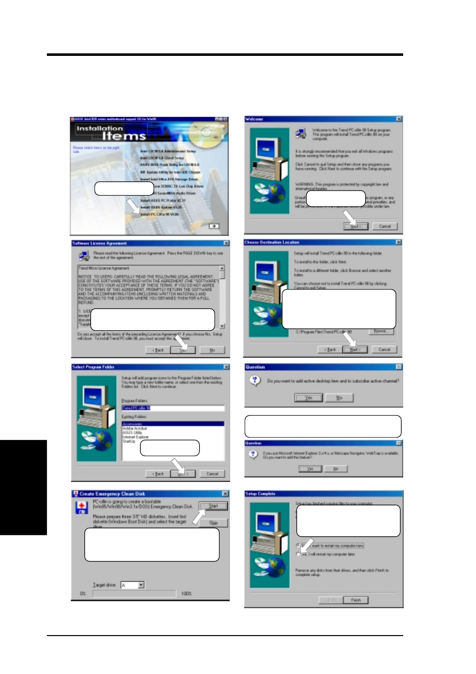 Software setup, 12 install pc-cillin 98 vx.xx | Asus CUC2000-M User Manual | Page 92 / 124