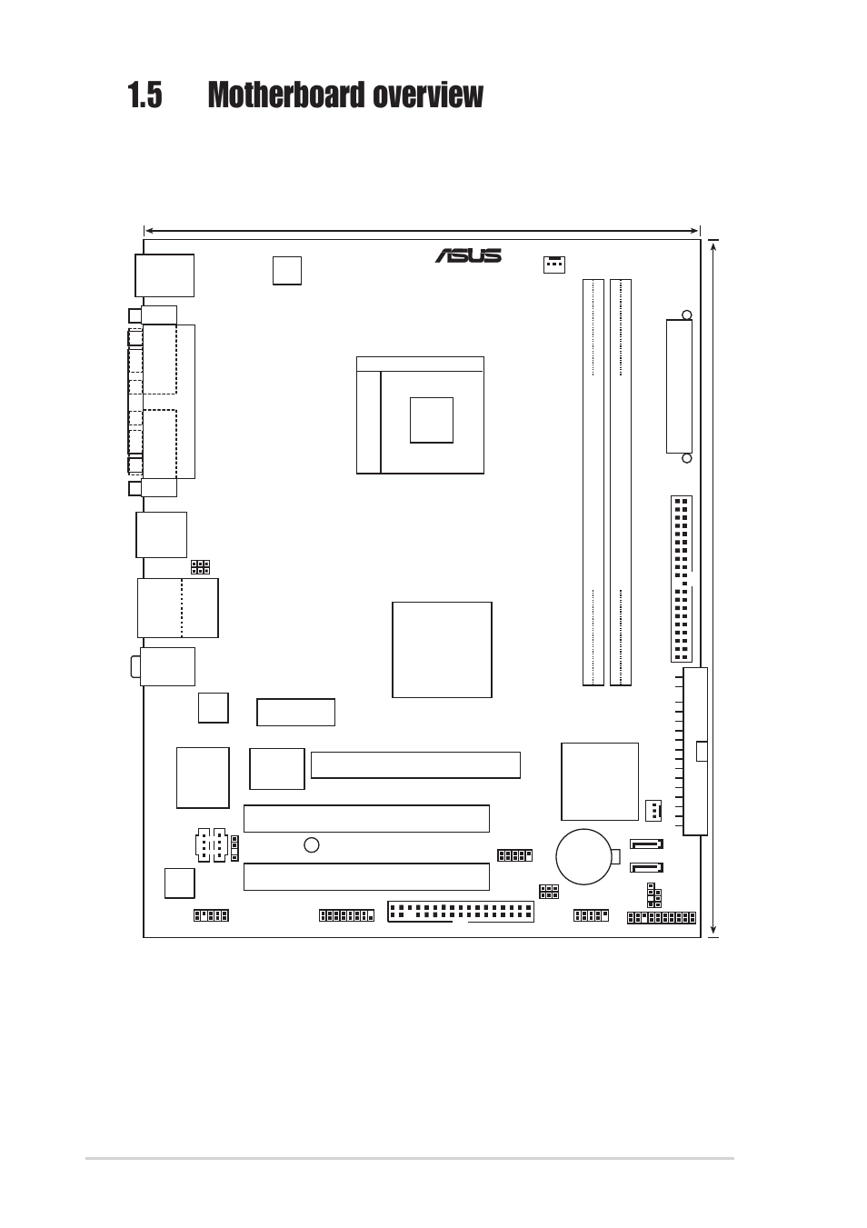 5 motherboard overview, 1 motherboard layout, 6 chapter 1: product introduction | Pci1, Pci2, Sis 965l k8s-mx, Sis 760gx, Atxpwr | Asus K8S-MX User Manual | Page 16 / 72