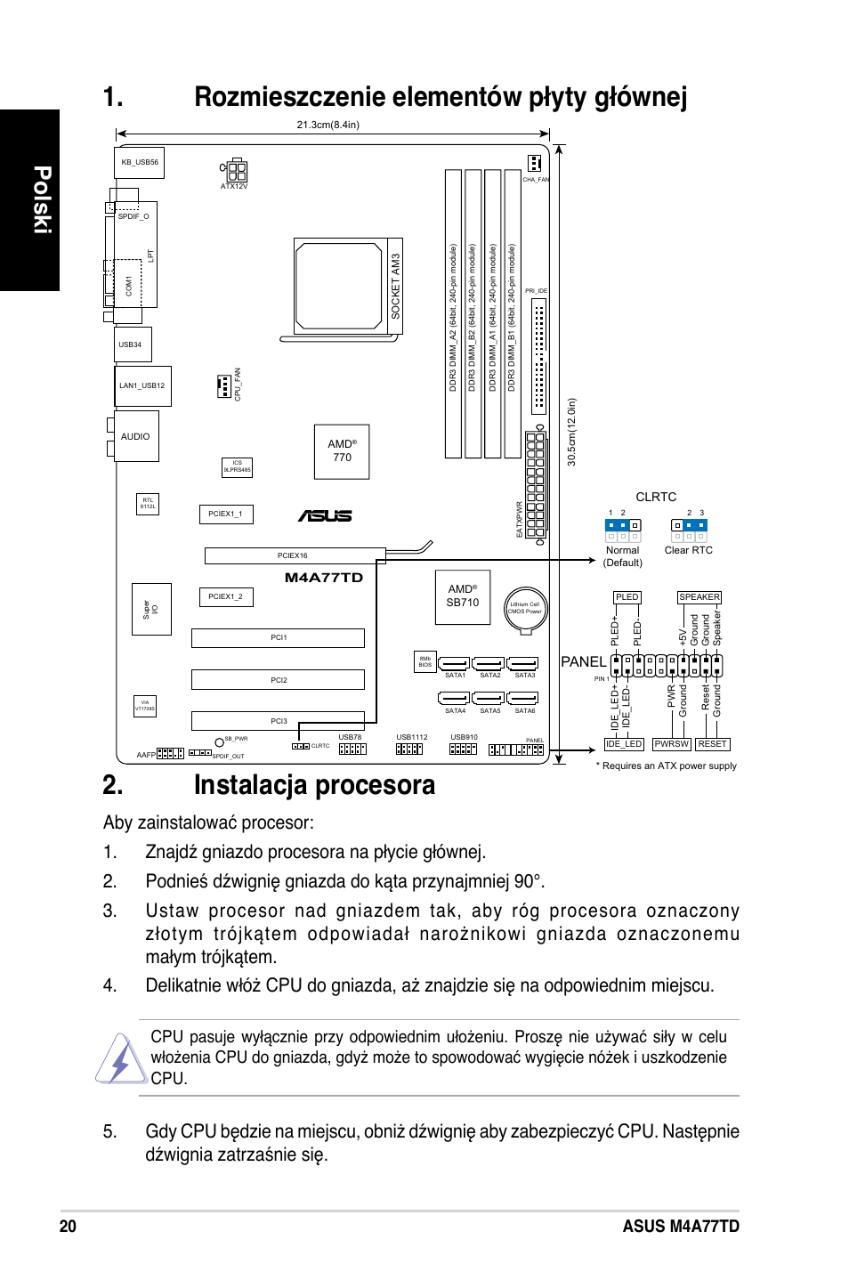 Polski, 0 asus m4a77td, Panel | Asus M4A77TD User Manual | Page 20 / 42