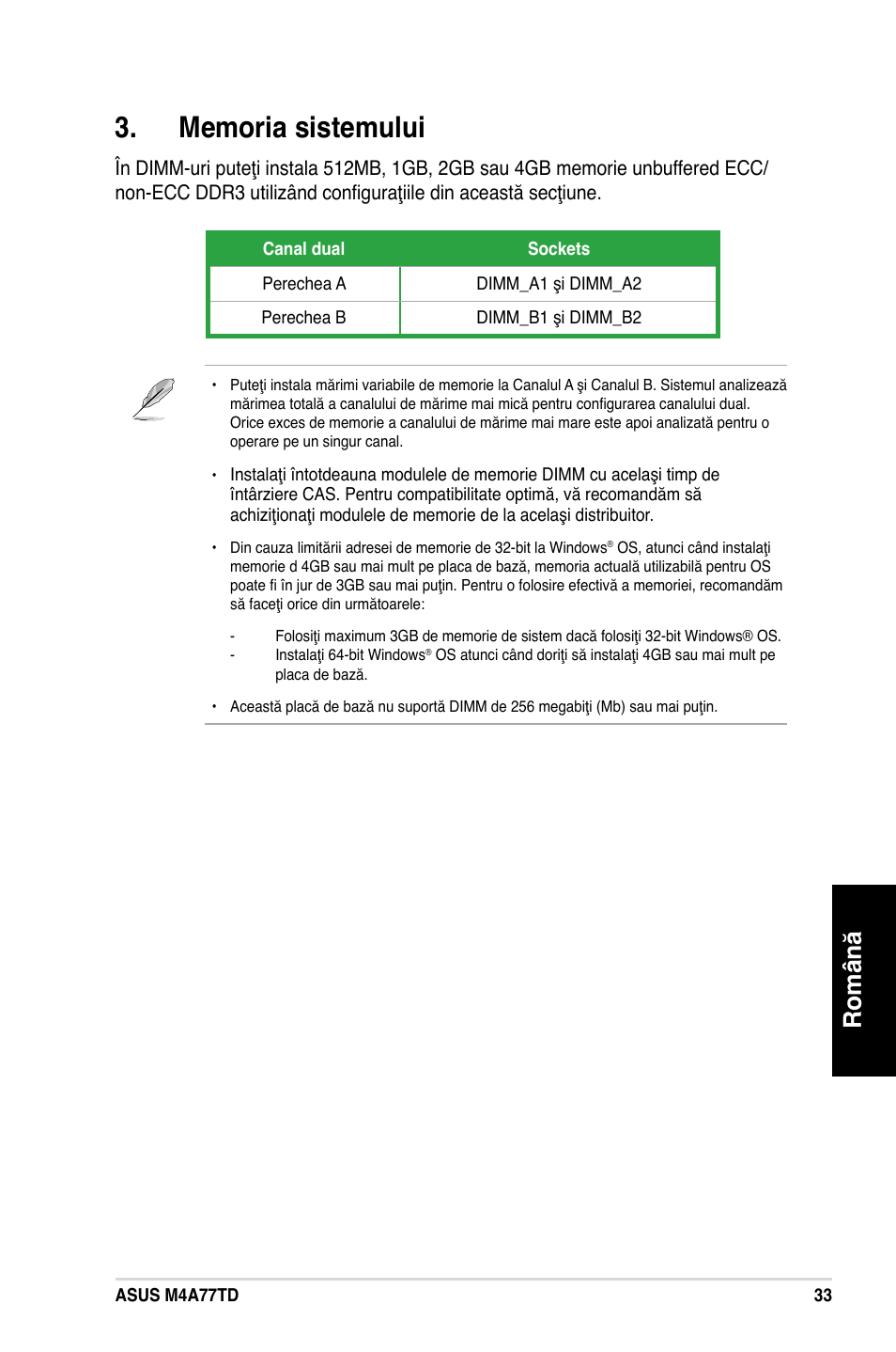 Română | Asus M4A77TD User Manual | Page 33 / 42