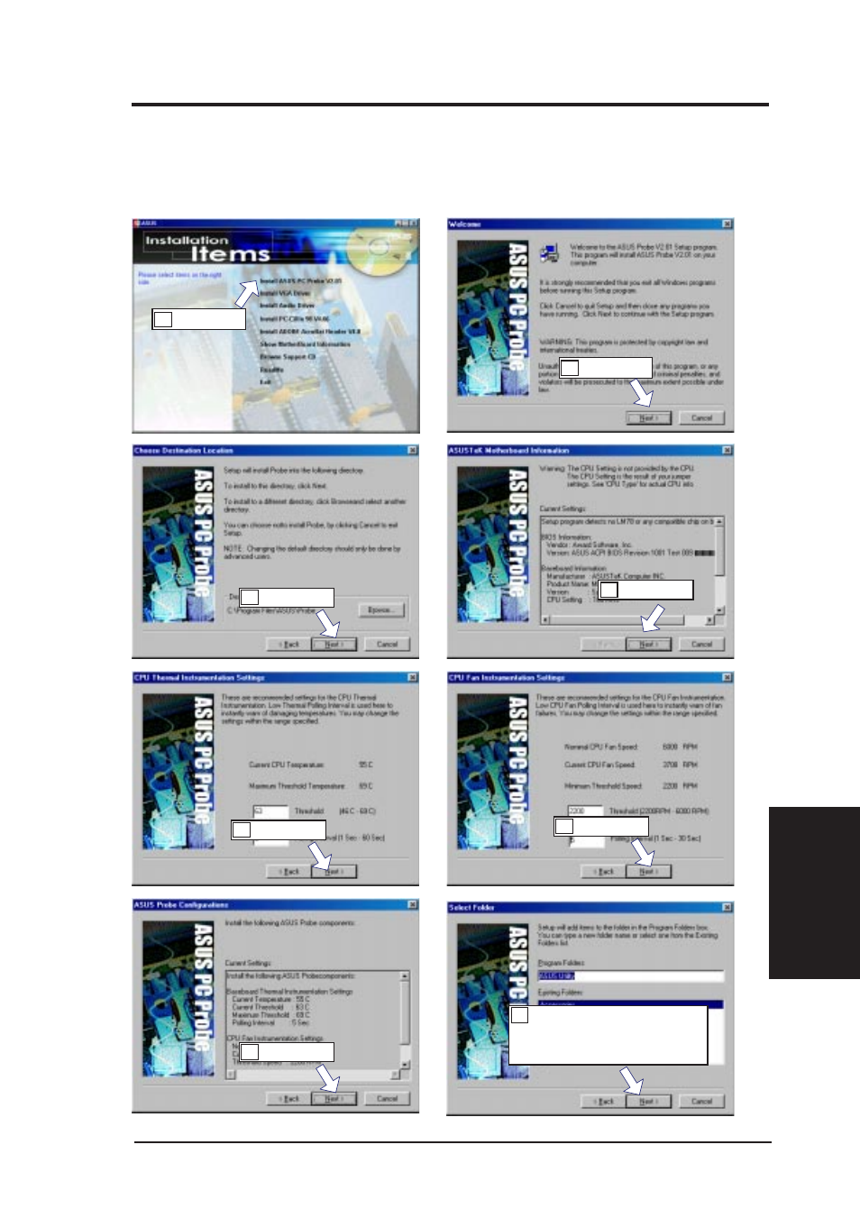 V. software setup, Install asus pc probe vx.xx | Asus P5-99VM User Manual | Page 63 / 96