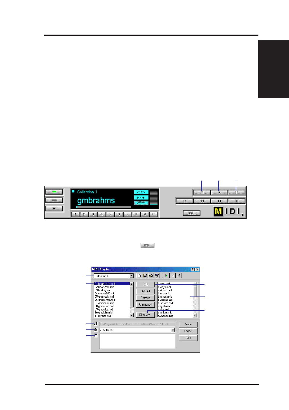 Creative midi player, Using the midi playlist | Asus P5-99VM User Manual | Page 81 / 96