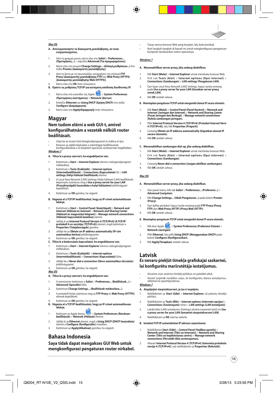 Magyar, Bahasa indonesia, Latvisk | Asus RT-N10E User Manual | Page 15 / 26