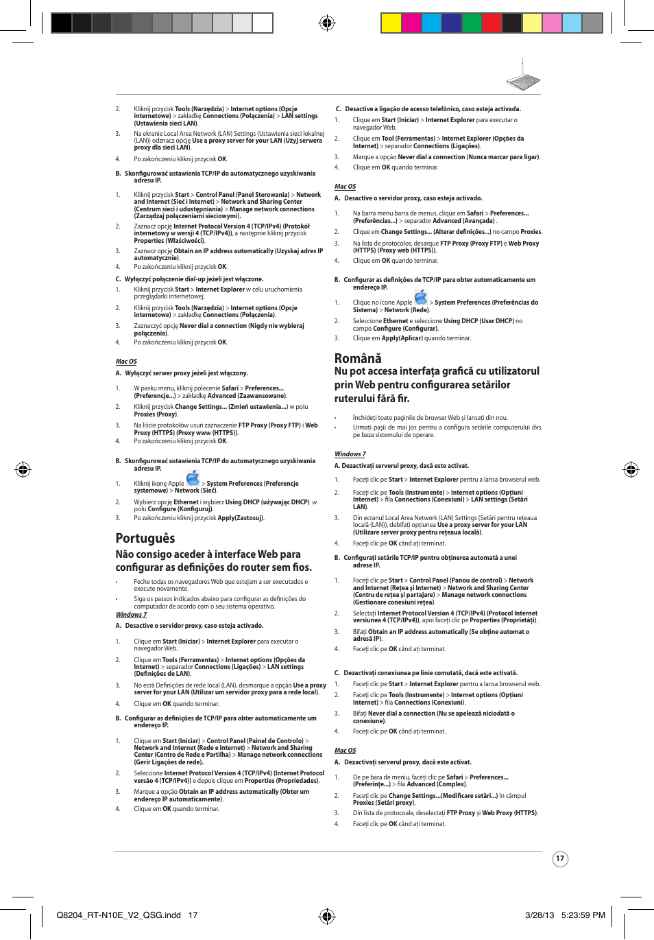 Português, Română | Asus RT-N10E User Manual | Page 17 / 26