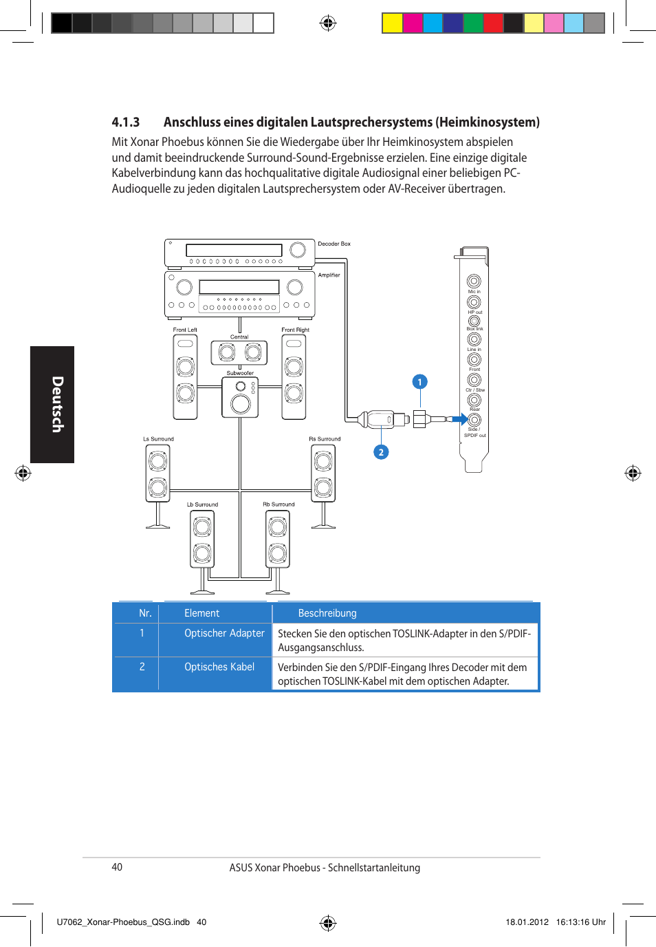 Deutsch | Asus ROG Xonar Phoebus Solo User Manual | Page 40 / 122