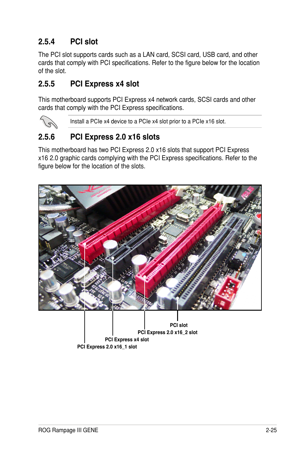 4 pci slot, 5 pci express x4 slot | Asus Rampage III Gene User Manual | Page 49 / 152