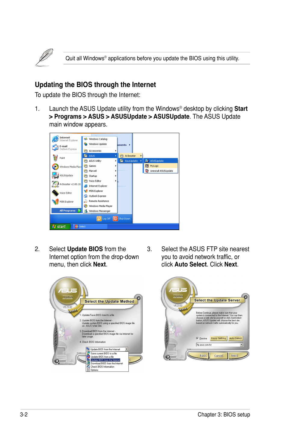 Updating the bios through the internet | Asus Rampage III Gene User Manual | Page 76 / 152