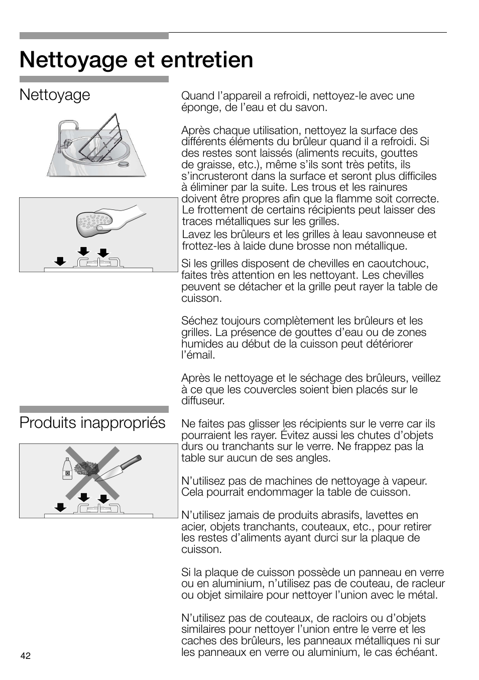Nettoyage et entretien, Produits inappropriés, Nettoyage | Neff N24K30N0 User Manual | Page 43 / 91