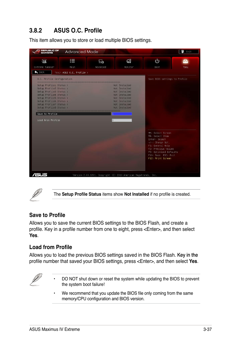 2 asus o.c. profile, Asus o.c. profile -37 | Asus Maximus IV Extreme User Manual | Page 129 / 186