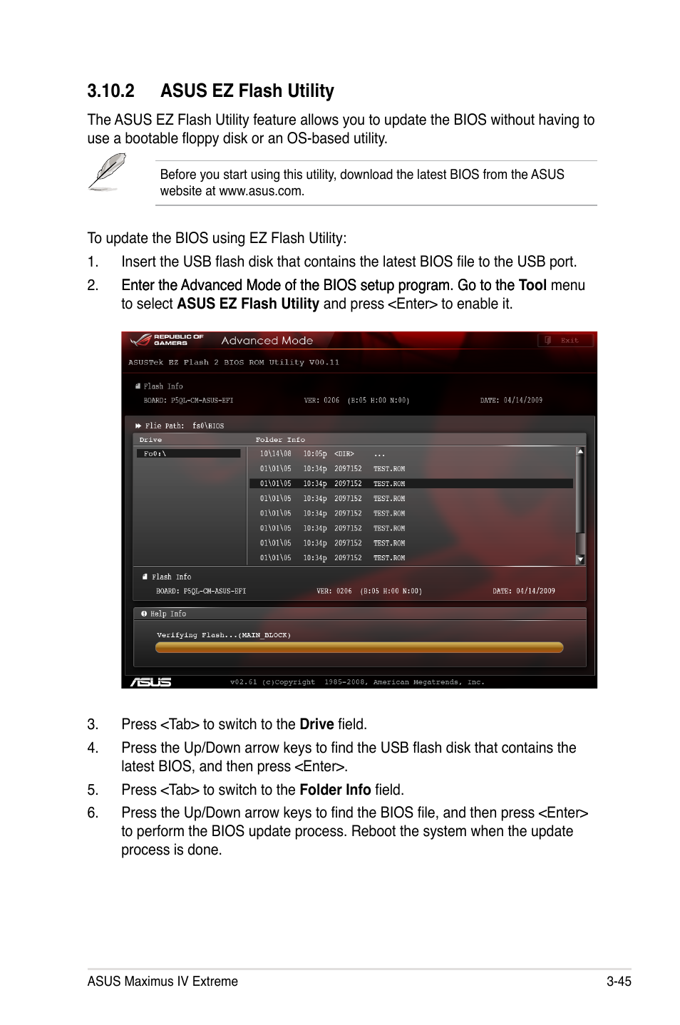 2 asus ez flash utility, 2 asus ez flash utility -45 | Asus Maximus IV Extreme User Manual | Page 137 / 186