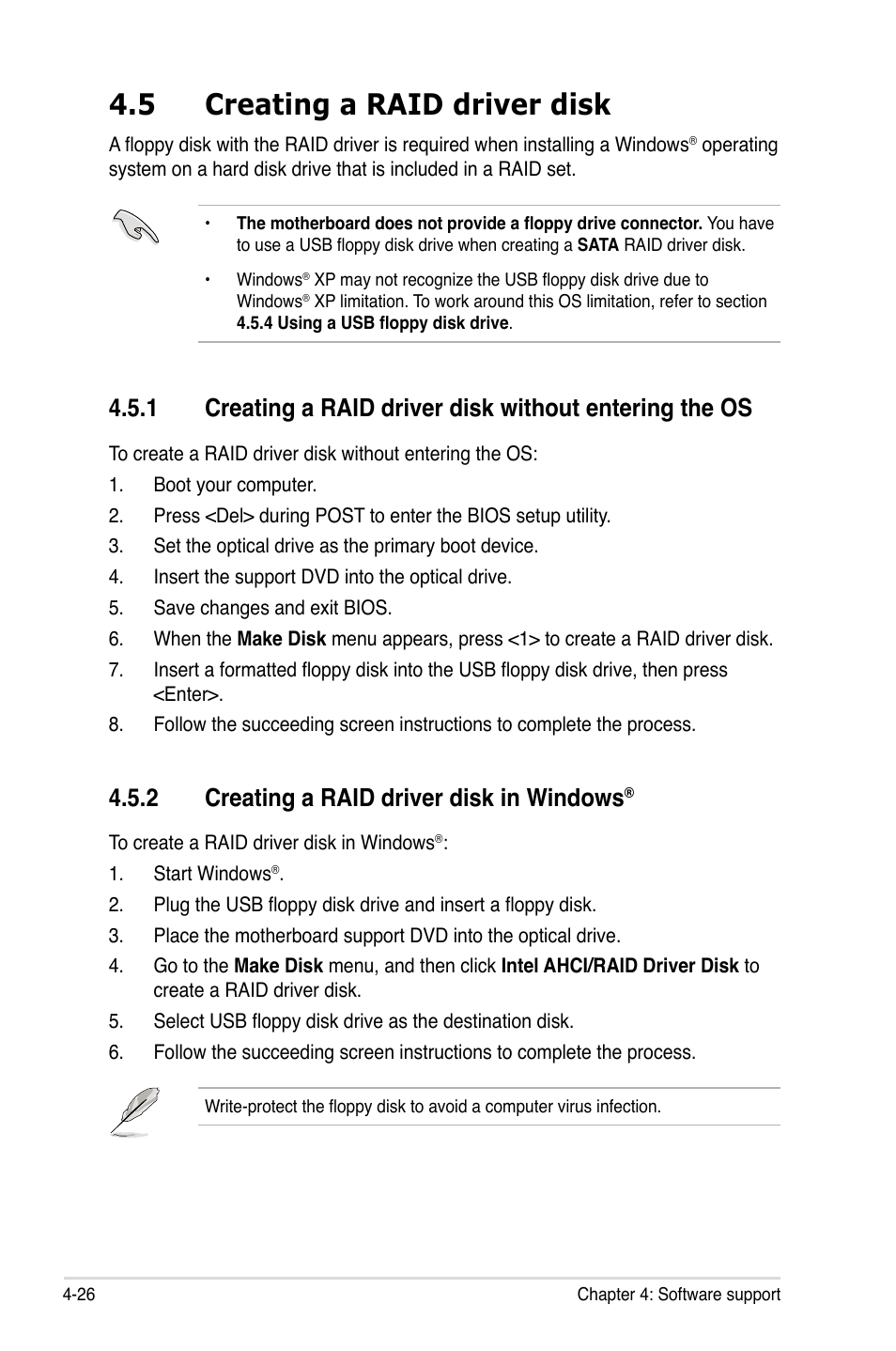 5 creating a raid driver disk, 2 creating a raid driver disk in windows, Creating a raid driver disk -26 4.5.1 | Creating a raid driver disk in windows | Asus Maximus IV Extreme User Manual | Page 170 / 186