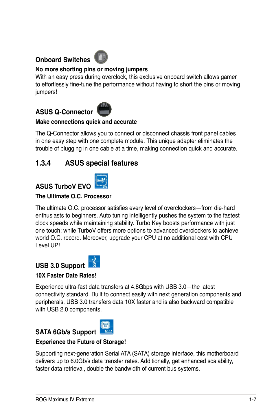 4 asus special features, Asus special features -7 | Asus Maximus IV Extreme User Manual | Page 27 / 186