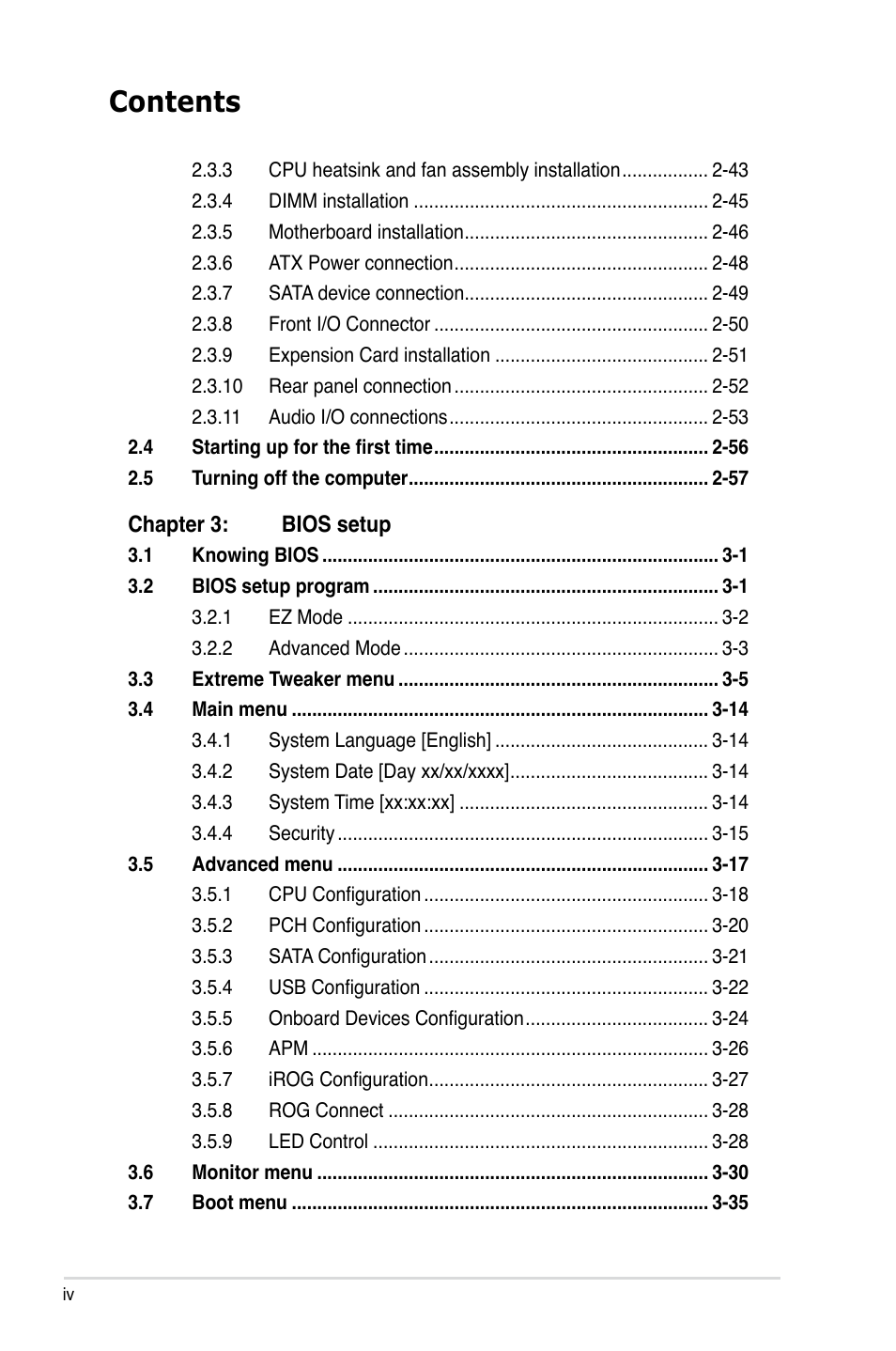 Asus Maximus IV Extreme User Manual | Page 4 / 186