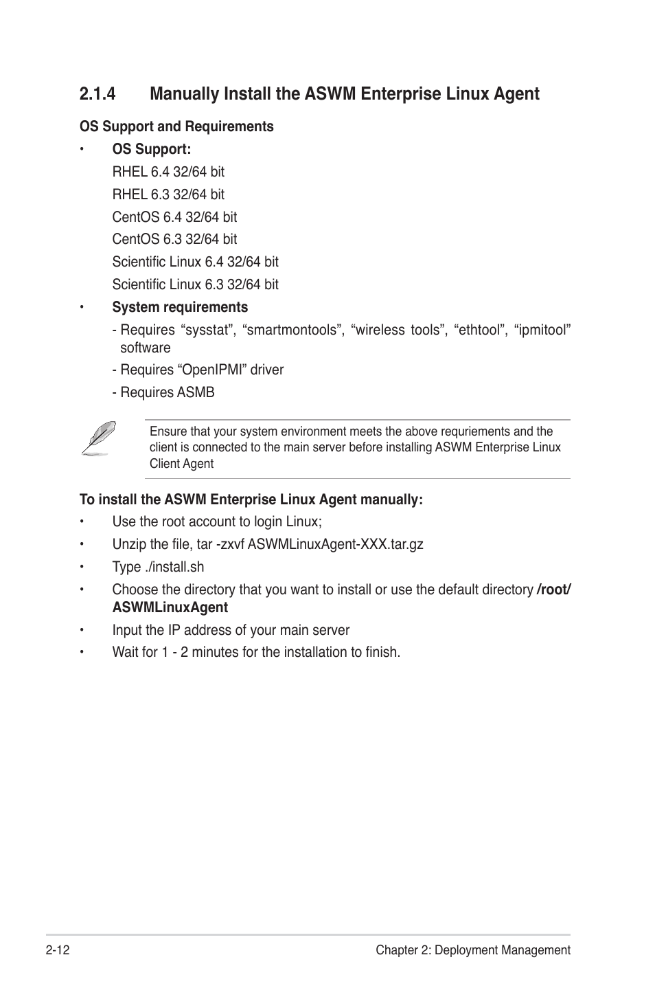 4 manually install the aswm enterprise linux agent | Asus TC715 User Manual | Page 32 / 106