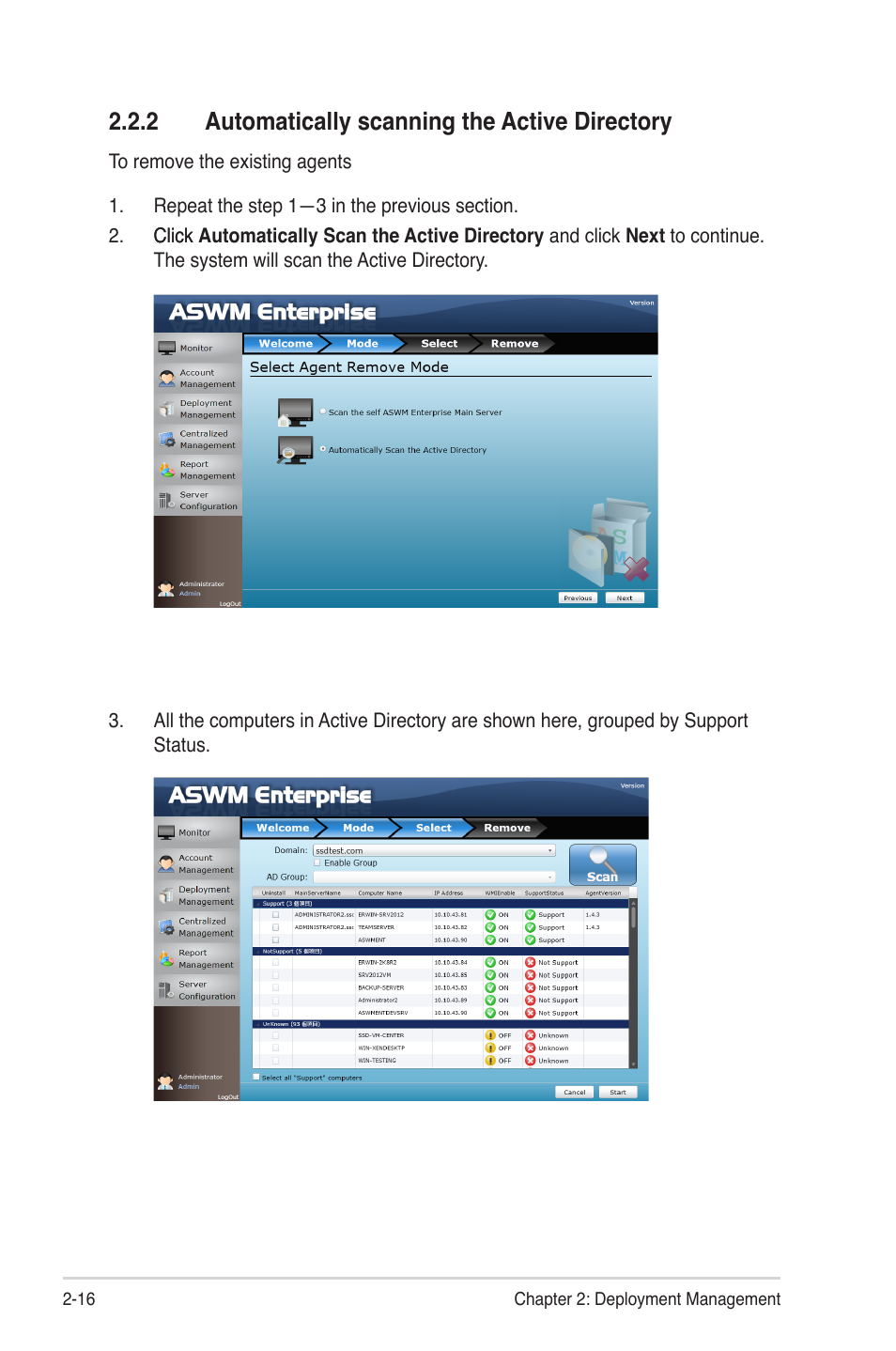 2 automatically scanning the active directory, Automatically scanning the active directory -16 | Asus TC715 User Manual | Page 36 / 106