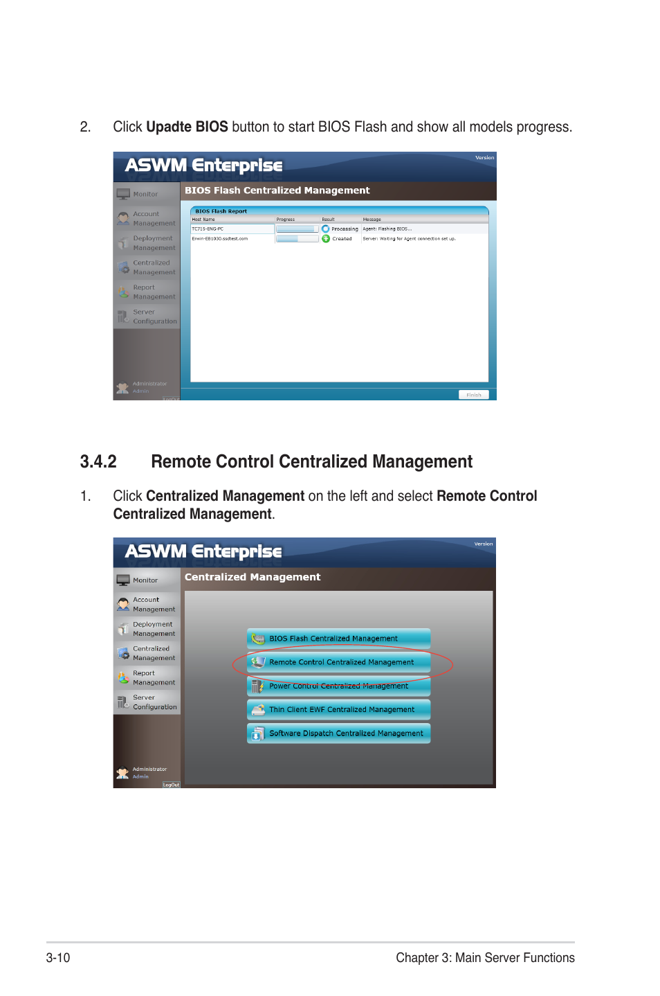 2 remote control centralized management, 2 remote control centralized management -10 | Asus TC715 User Manual | Page 48 / 106