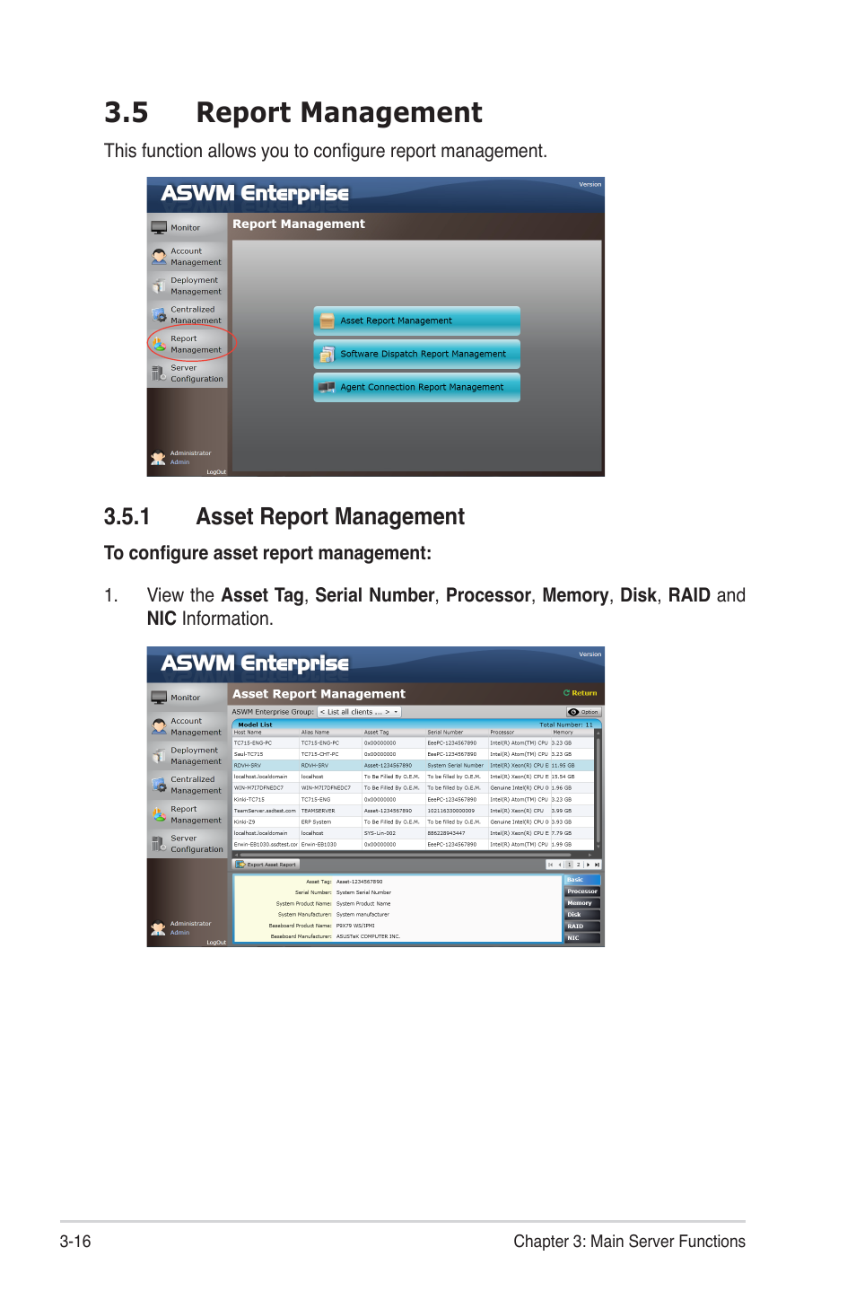 5 report management, 1 asset report management, 5 report management -16 | 1 asset report management -16 | Asus TC715 User Manual | Page 54 / 106