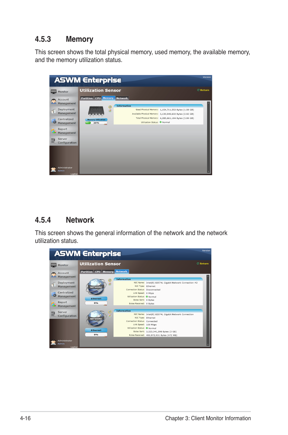 3 memory, 4 network, Memory -16 | Network -16 | Asus TC715 User Manual | Page 80 / 106