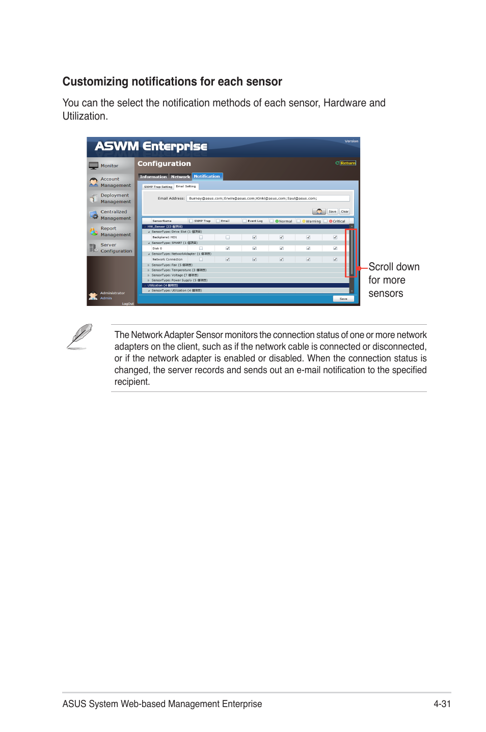 Customizing notifications for each sensor | Asus TC715 User Manual | Page 95 / 106