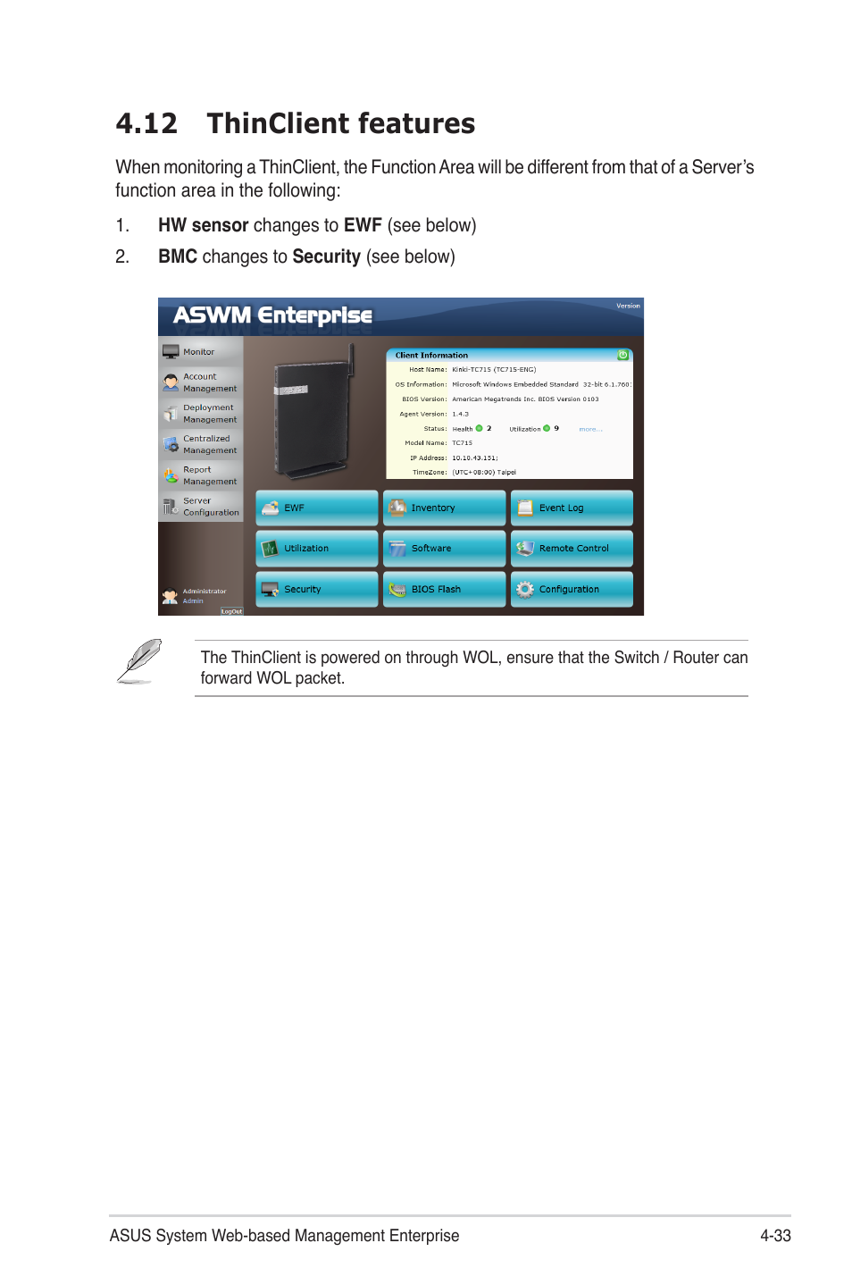 12 thinclient features, 12 thinclient features -33 | Asus TC715 User Manual | Page 97 / 106