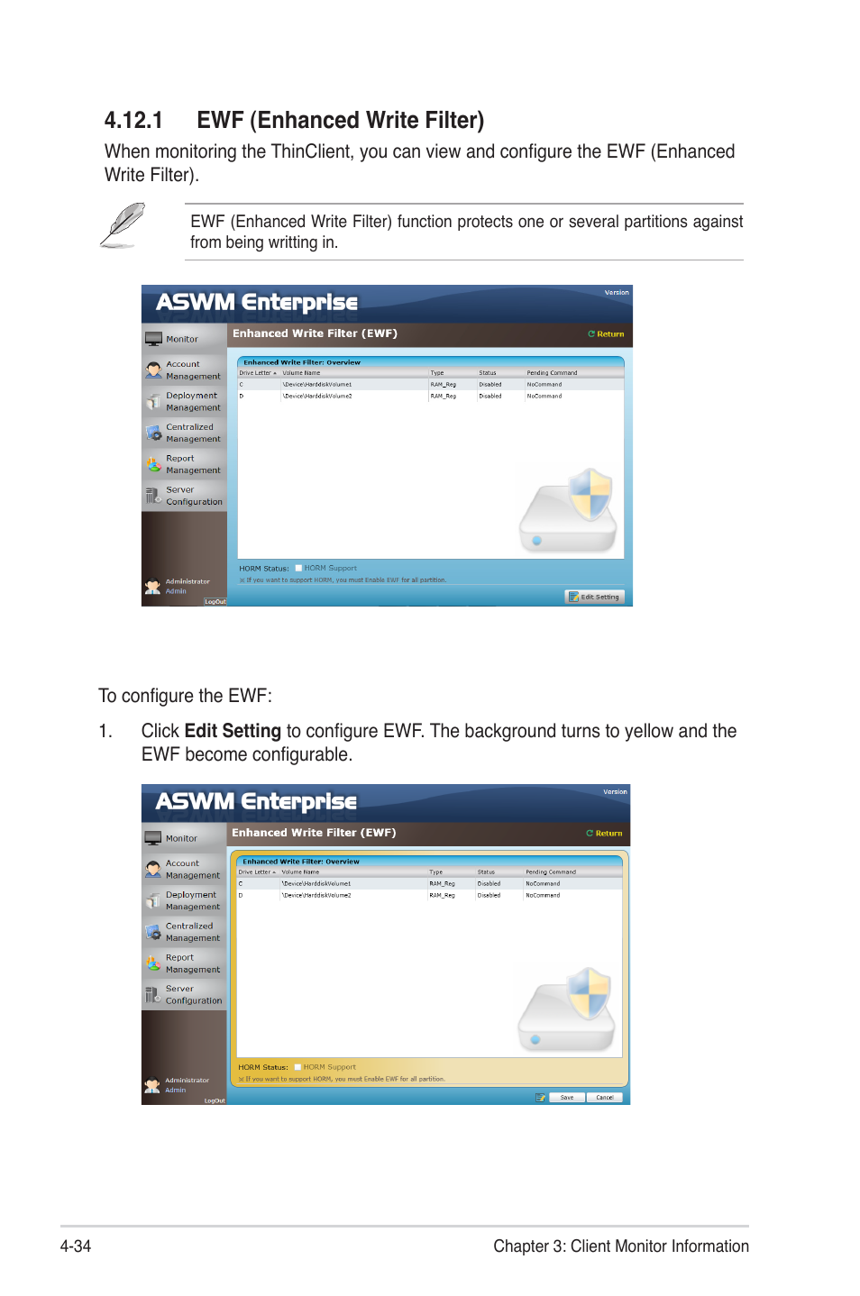 1 ewf (enhanced write filter), 1 ewf (enhanced write filter) -34 | Asus TC715 User Manual | Page 98 / 106