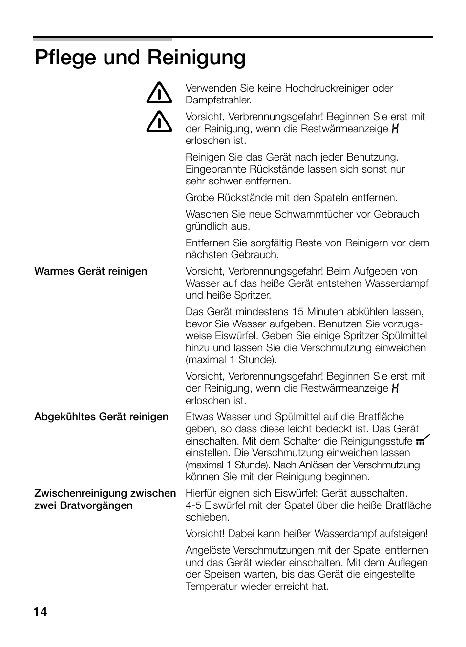 Pflege und reinigung | Neff N54K40N0 User Manual | Page 14 / 64