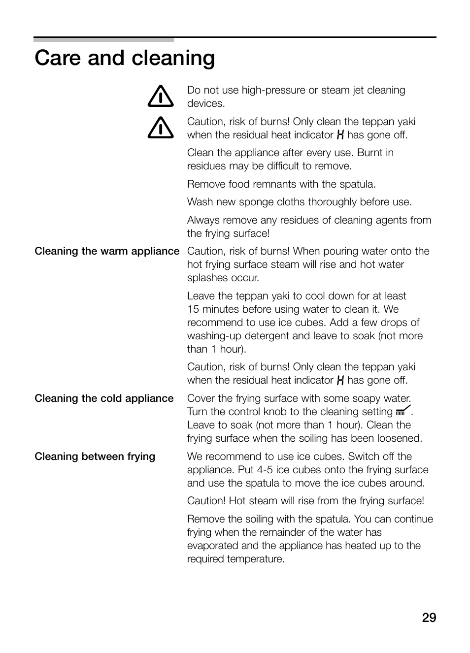 Care and cleaning | Neff N54K40N0 User Manual | Page 29 / 64