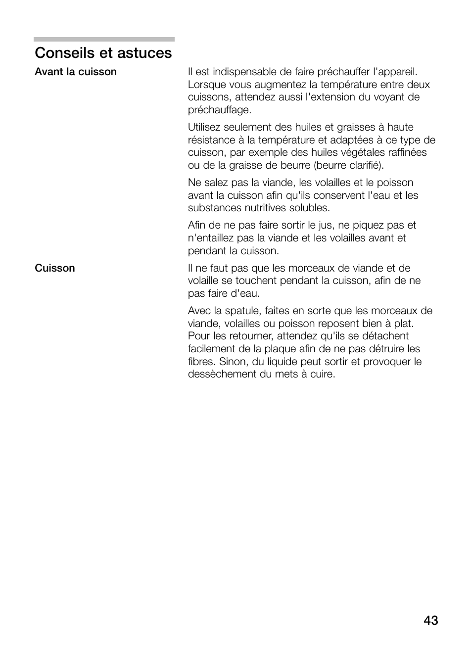 Conseils et astuces | Neff N54K40N0 User Manual | Page 43 / 64