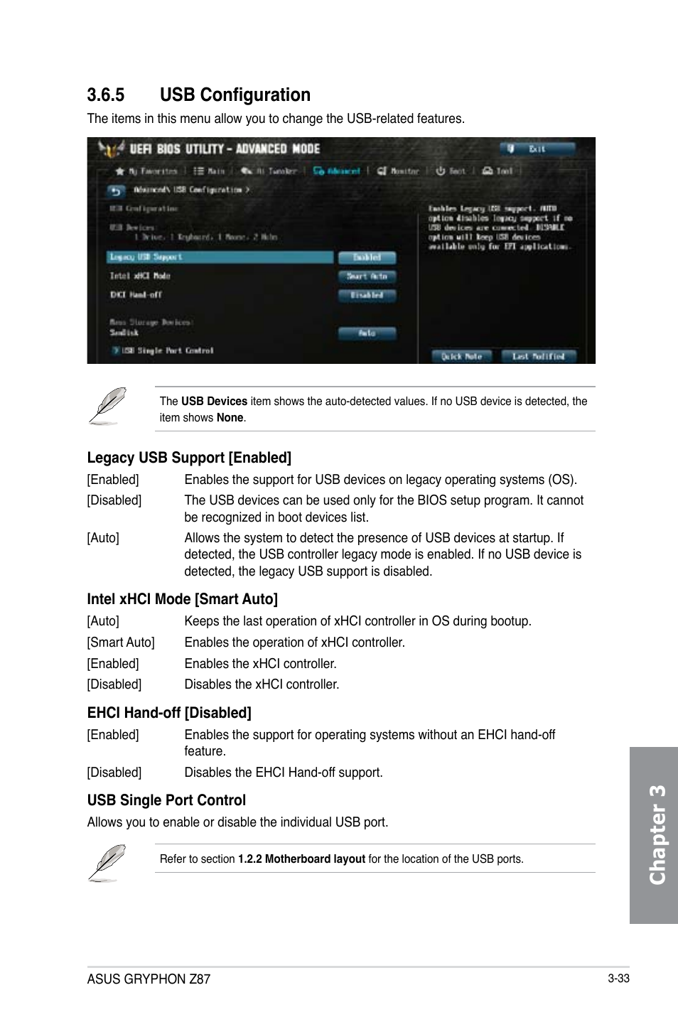 5 usb configuration, Usb configuration -33, Chapter 3 | Asus GRYPHON Z87 User Manual | Page 101 / 168