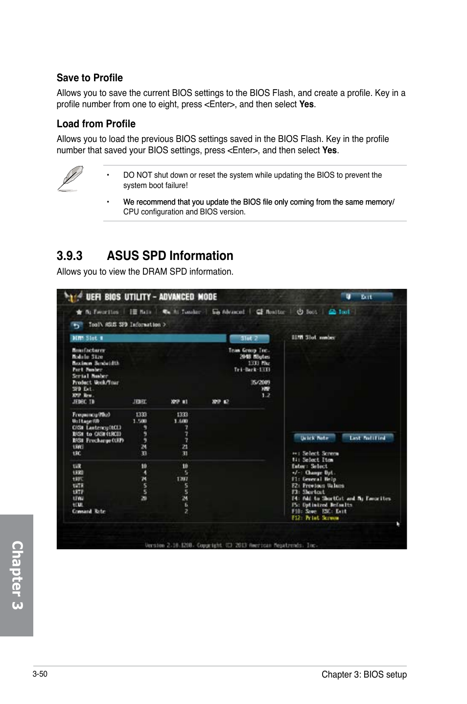 3 asus spd information, Asus spd information -50, Chapter 3 | Asus GRYPHON Z87 User Manual | Page 118 / 168