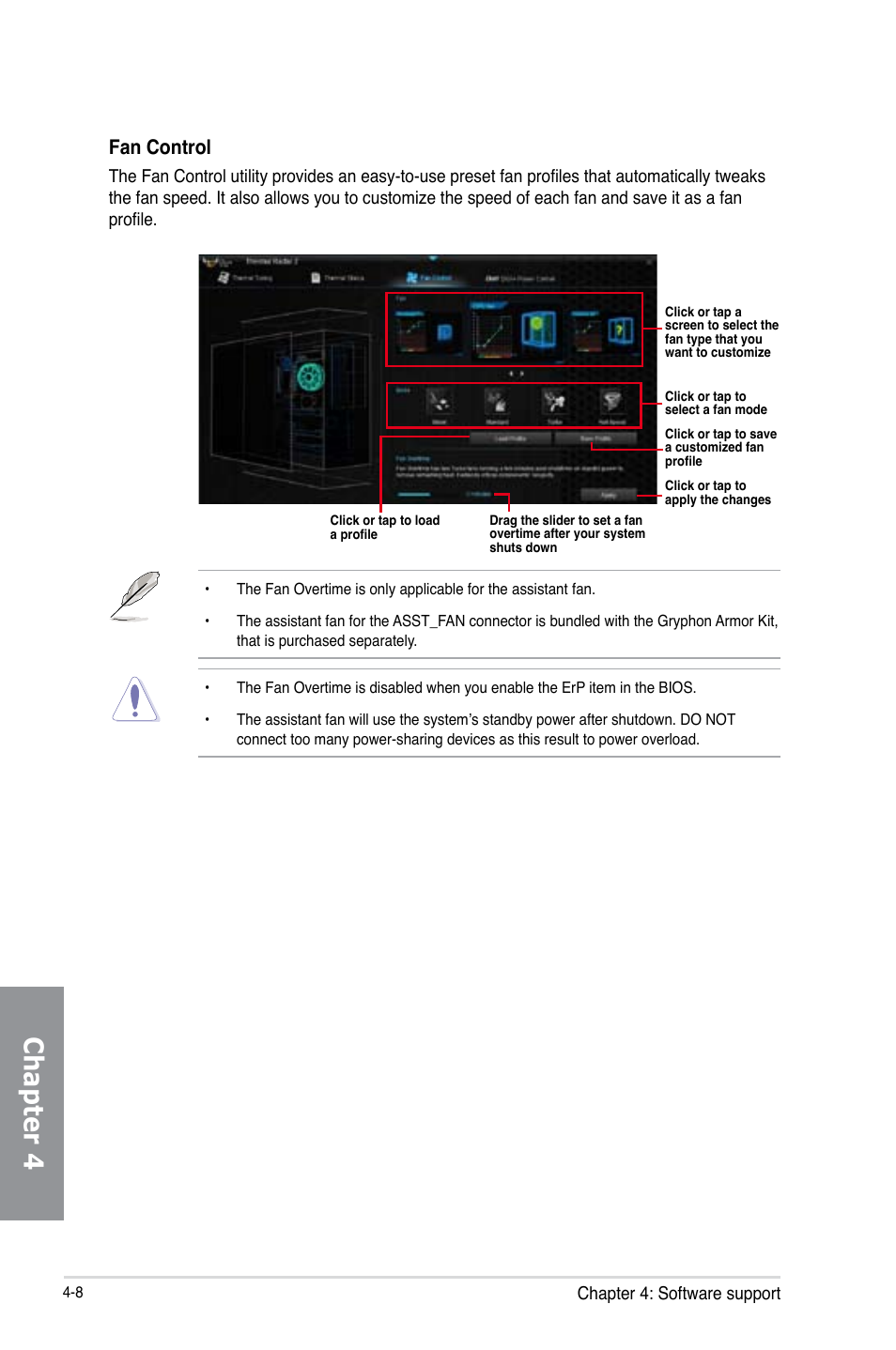 Chapter 4, Fan control | Asus GRYPHON Z87 User Manual | Page 134 / 168