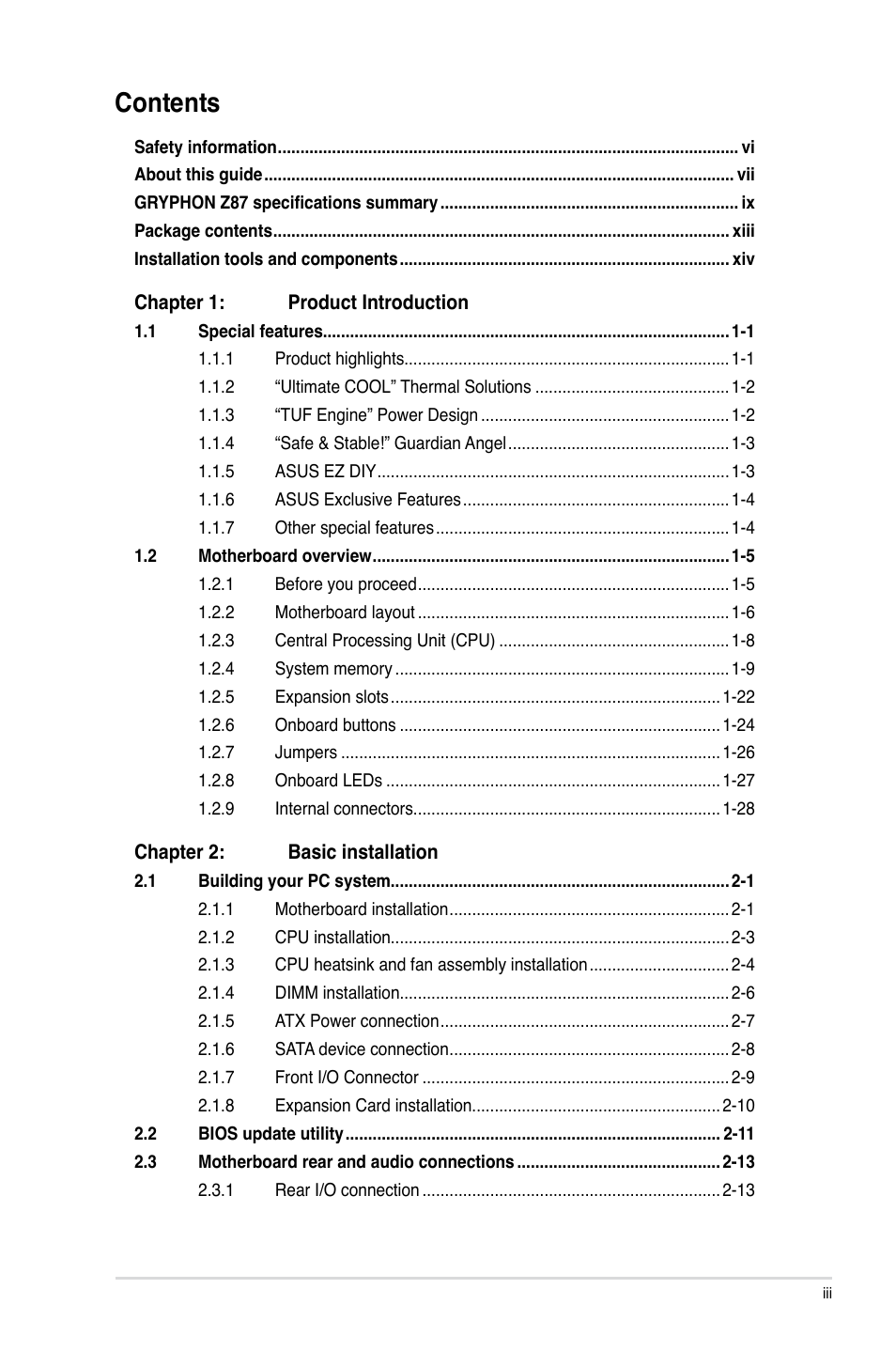 Asus GRYPHON Z87 User Manual | Page 3 / 168