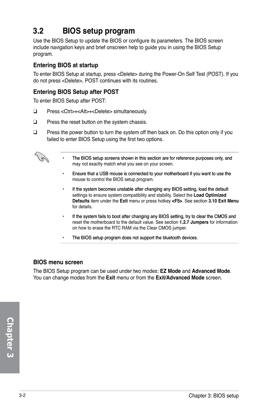 2 bios setup program, Bios setup program -2, Chapter 3 | Asus GRYPHON Z87 User Manual | Page 70 / 168