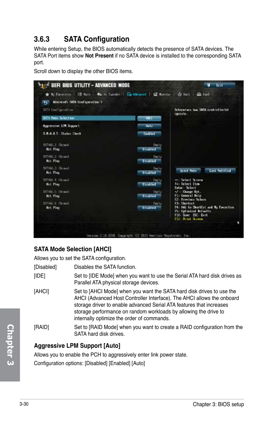 3 sata configuration, Sata configuration -30, Chapter 3 | Asus GRYPHON Z87 User Manual | Page 98 / 168