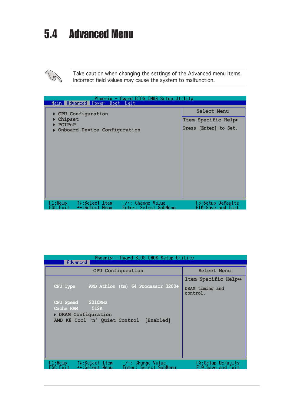 4 advanced menu, 1 cpu configuration | Asus P1-AH1 User Manual | Page 73 / 94