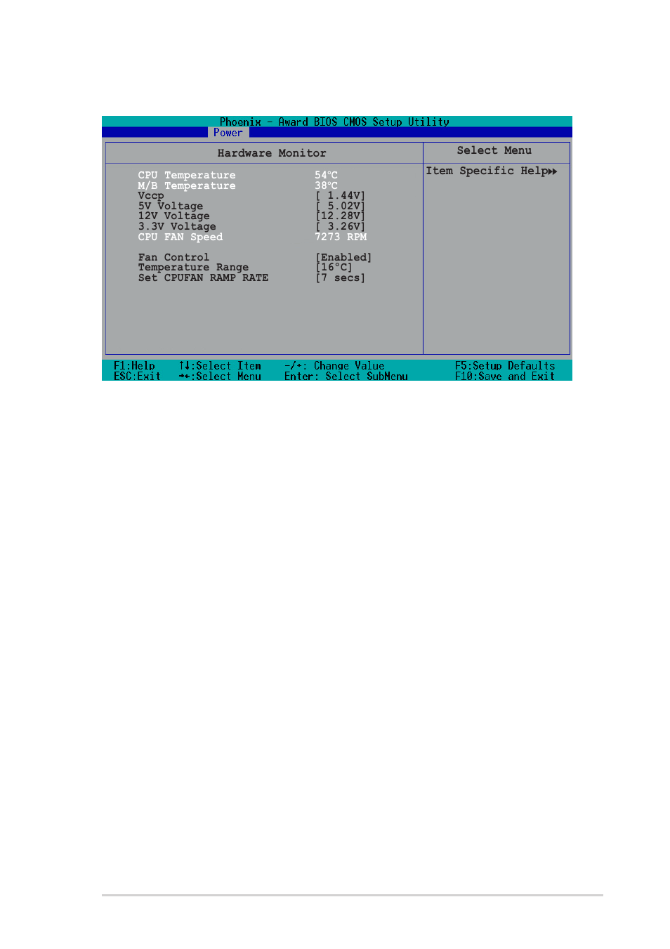 2 hardware monitor, Fan control [enabled, Temperature range [16ºc | Set cpufan ramp rate [7 secs | Asus P1-AH1 User Manual | Page 85 / 94