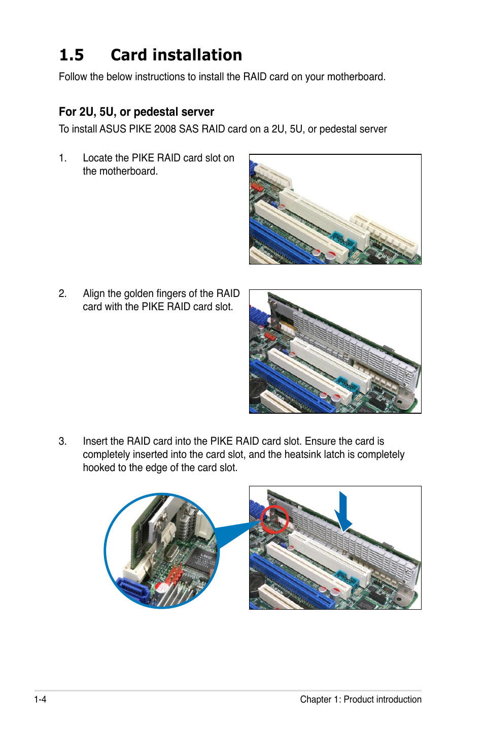 5 card installation, Card installation -4 | Asus PIKE 2008 User Manual | Page 10 / 60