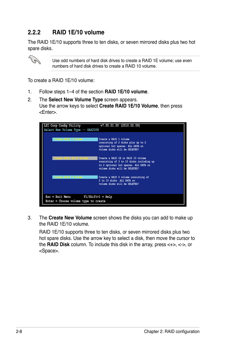 2 raid 1e/10 volume, Raid 1e/10 volume -8 | Asus PIKE 2008 User Manual | Page 22 / 60