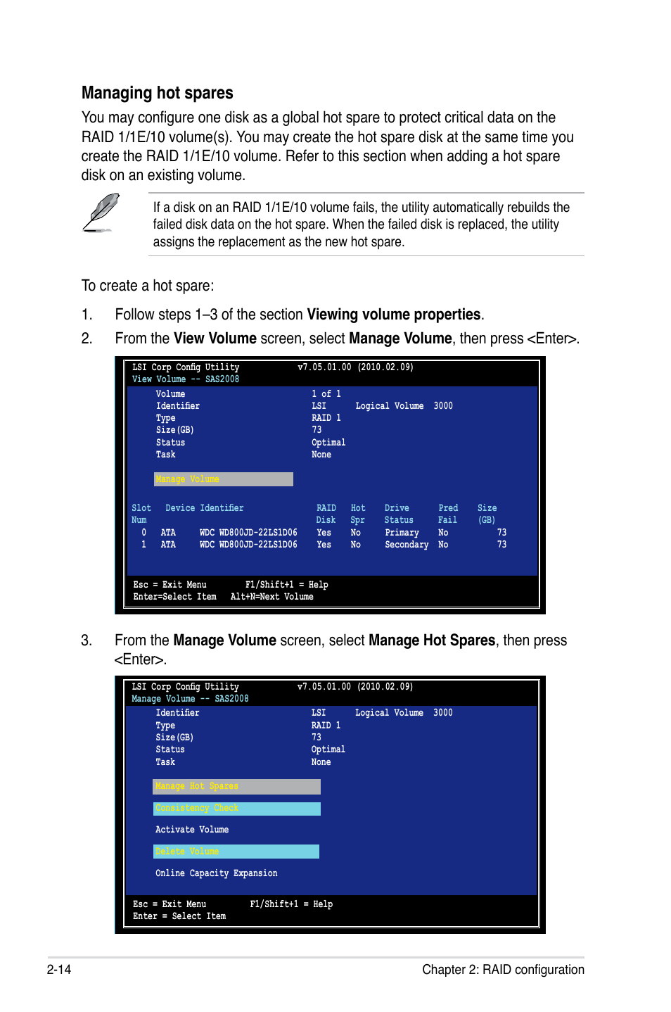 Managing hot spares | Asus PIKE 2008 User Manual | Page 28 / 60