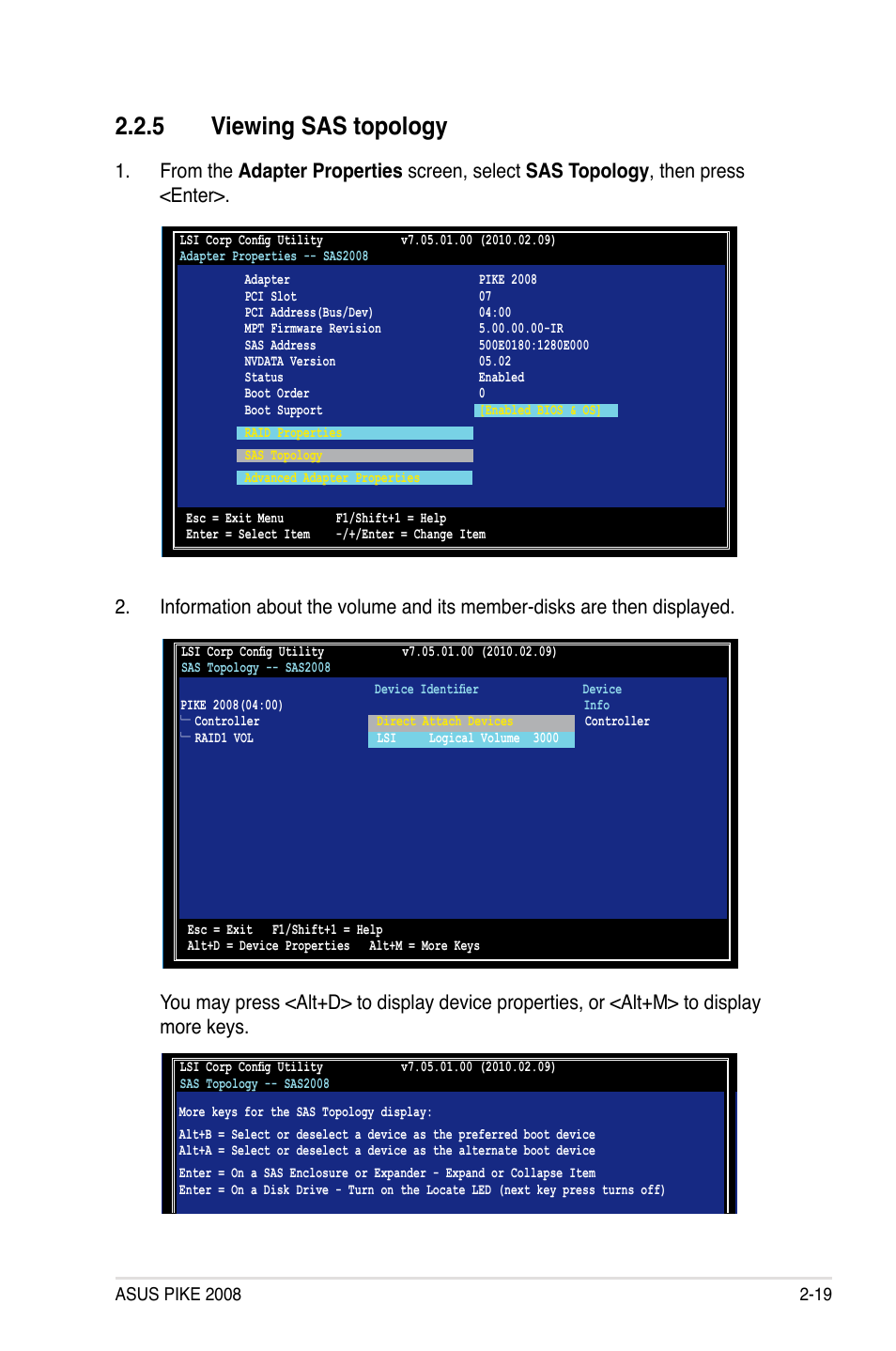 5 viewing sas topology, Viewing sas topology -19 | Asus PIKE 2008 User Manual | Page 33 / 60