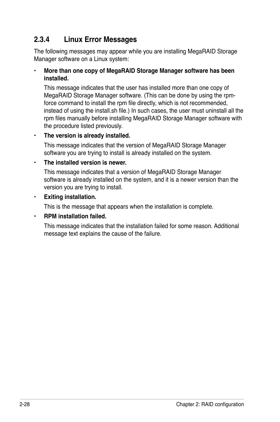 4 linux error messages, Linux error messages -28 | Asus PIKE 2008 User Manual | Page 42 / 60