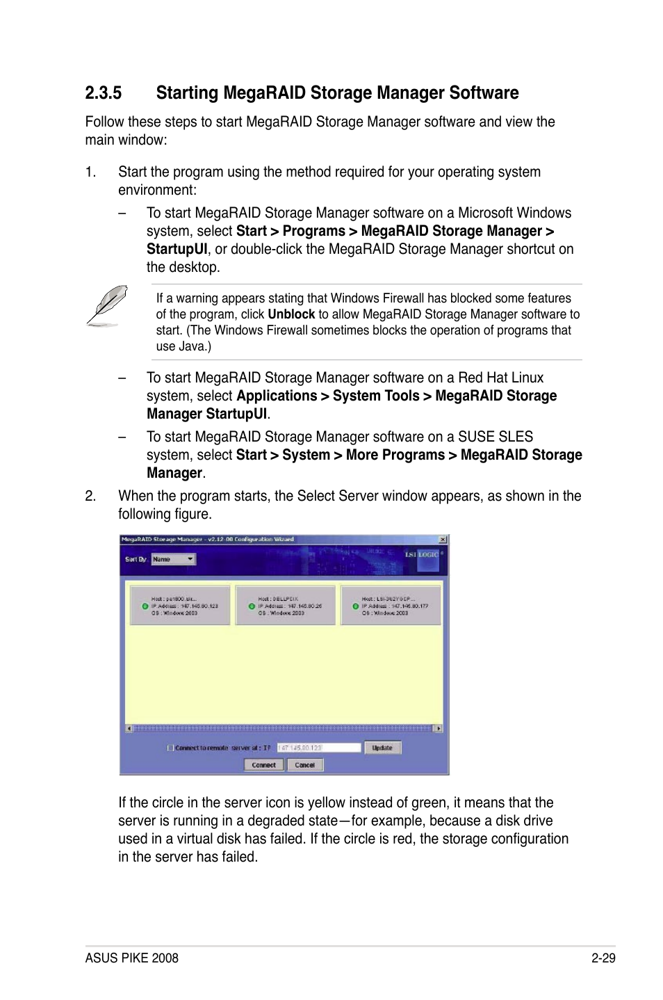 5 starting megaraid storage manager software, Starting megaraid storage manager software -29 | Asus PIKE 2008 User Manual | Page 43 / 60