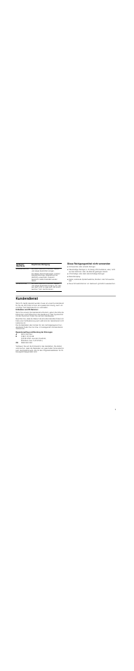 Diese reinigungsmittel nicht verwenden, Kundendienst, Reparaturauftrag und beratung bei störungen | Neff N54K40N0 User Manual | Page 9 / 32