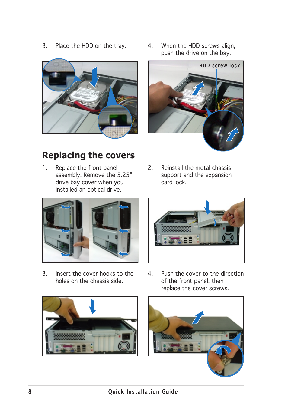 Replacing the covers | Asus Pundit-PH3 User Manual | Page 8 / 8