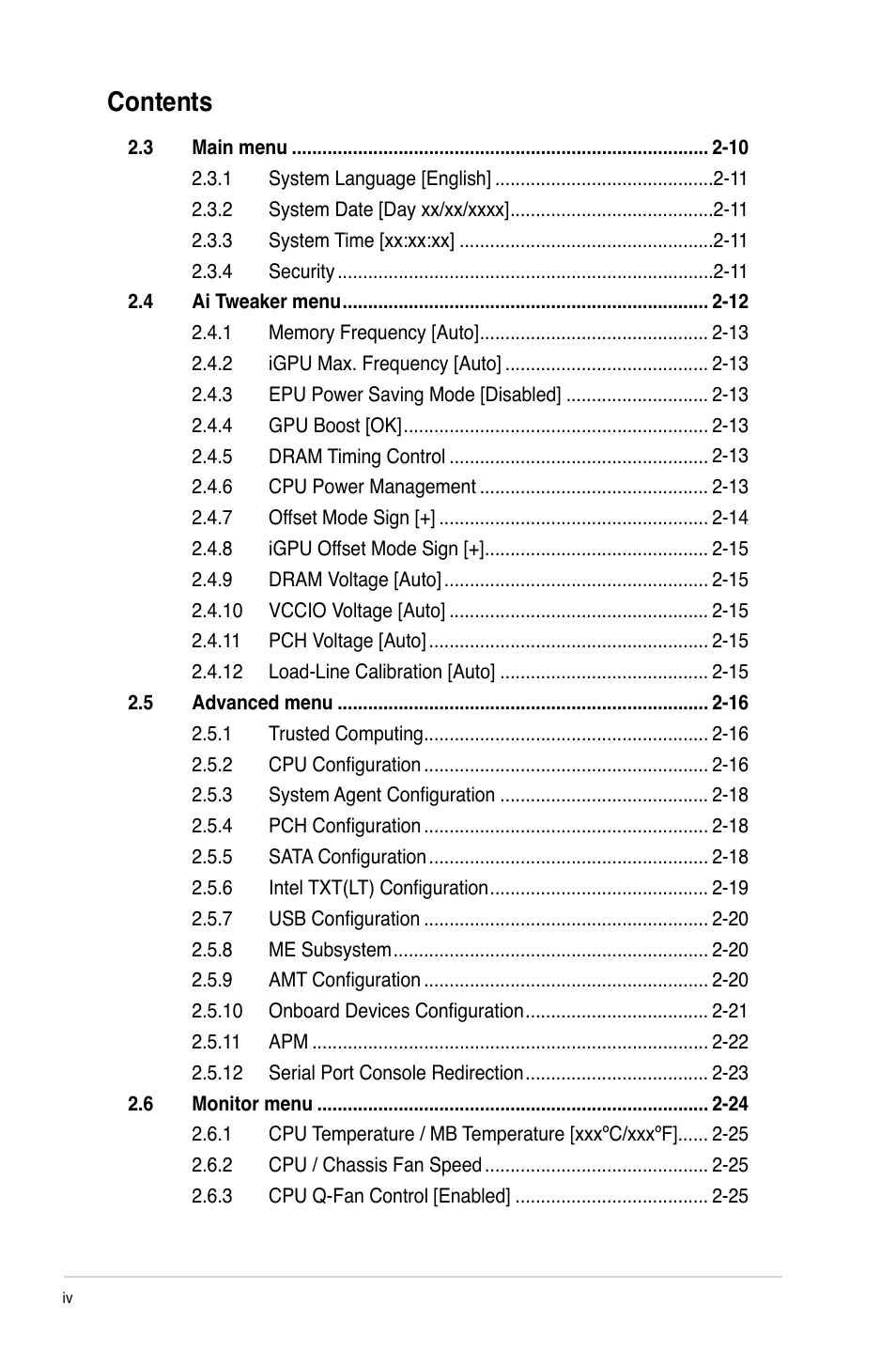 Asus P8Q67-M DO/USB3/TPM User Manual | Page 4 / 62