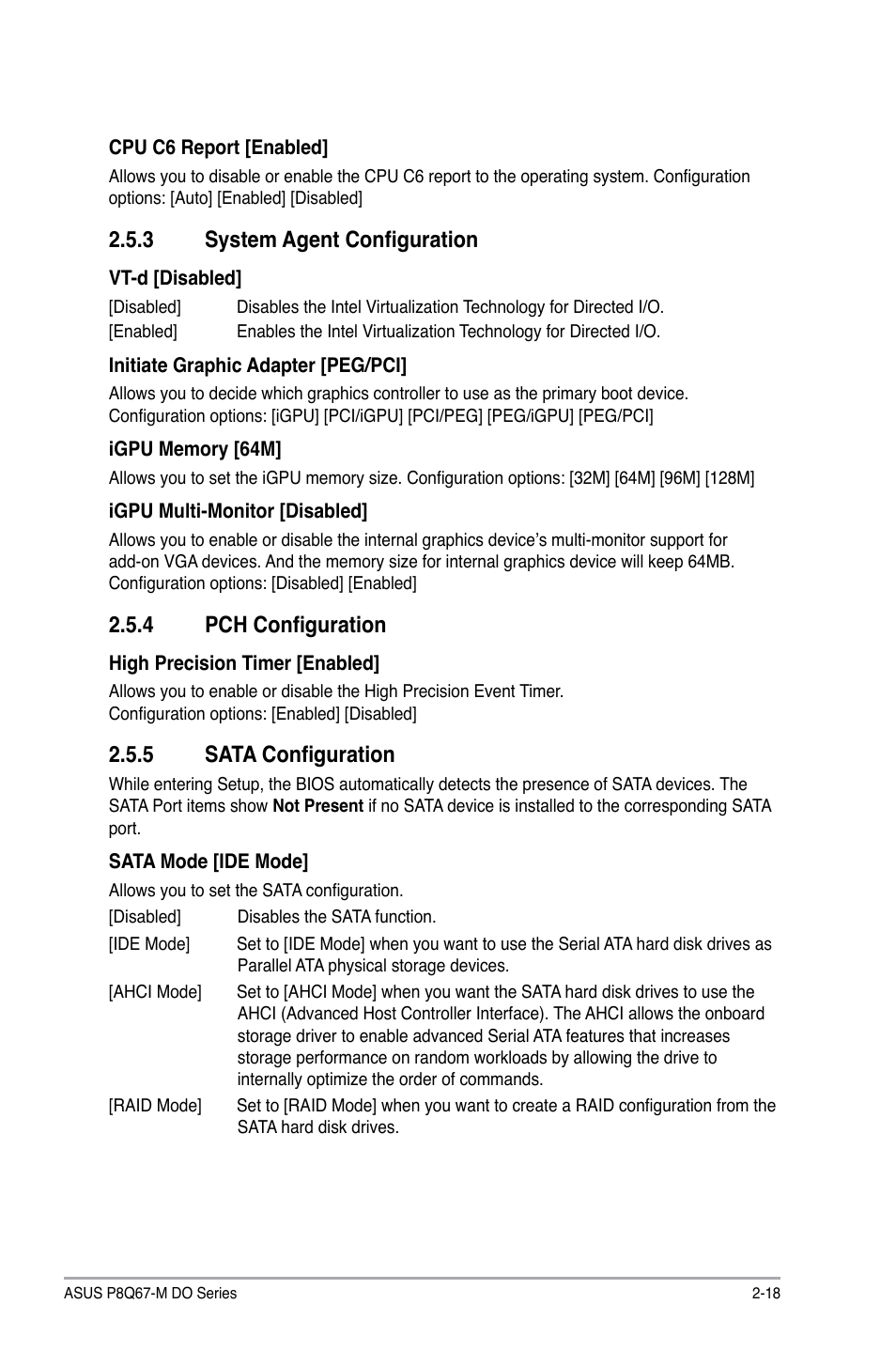 3 system agent configuration, 4 pch configuration, 5 sata configuration | System agent configuration -18, Pch configuration -18, Sata configuration -18 | Asus P8Q67-M DO/USB3/TPM User Manual | Page 47 / 62