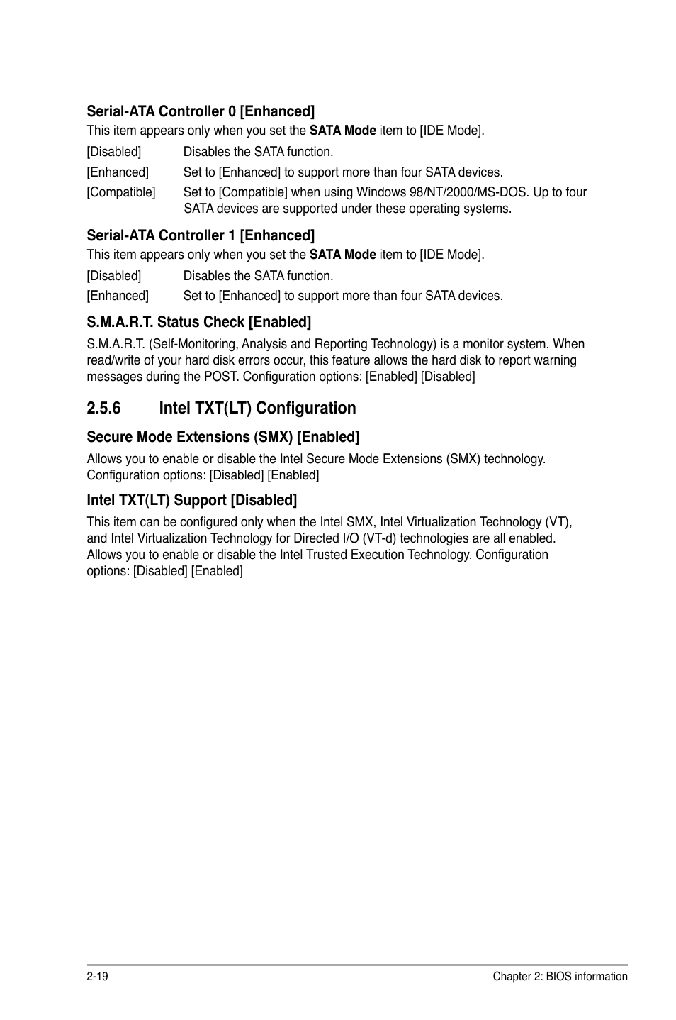 6 intel txt(lt) configuration, Intel txt(lt) configuration -19 | Asus P8Q67-M DO/USB3/TPM User Manual | Page 48 / 62