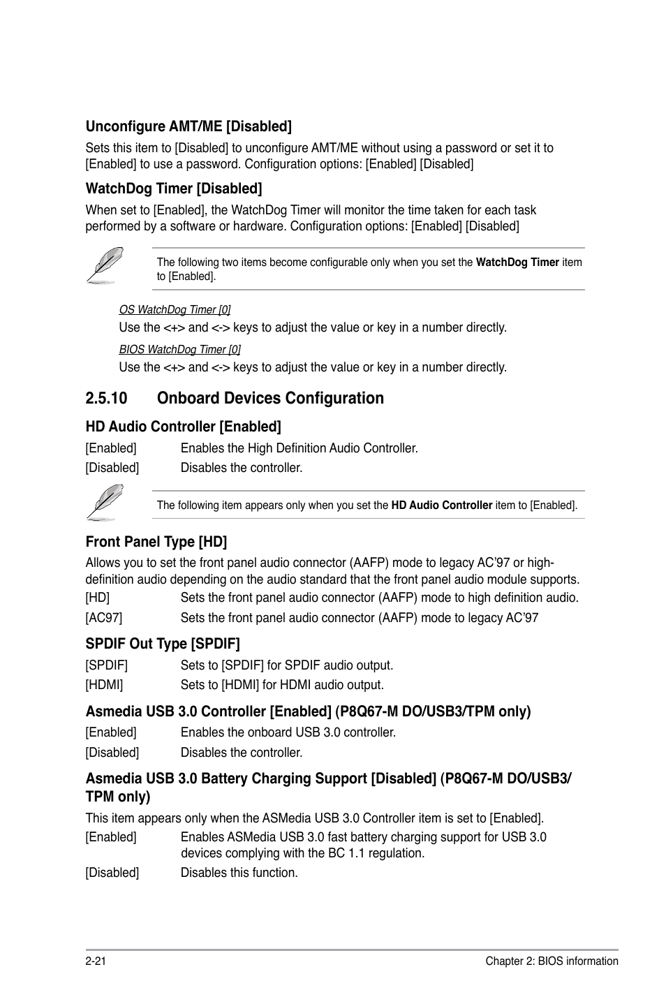 10 onboard devices configuration, 10 onboard devices configuration -21 | Asus P8Q67-M DO/USB3/TPM User Manual | Page 50 / 62