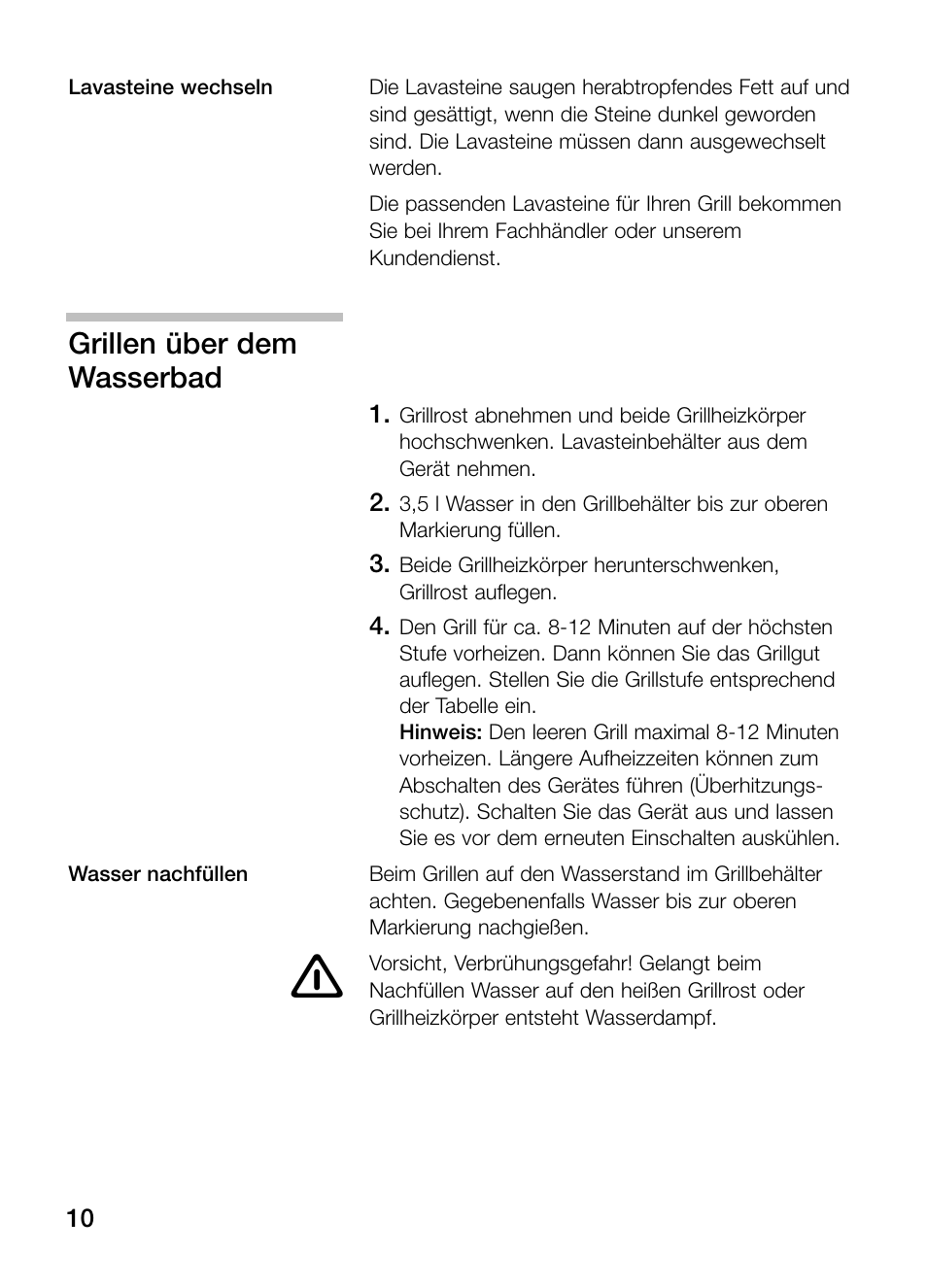 Grillen über dem wasserbad | Neff N64K40N0 User Manual | Page 10 / 124