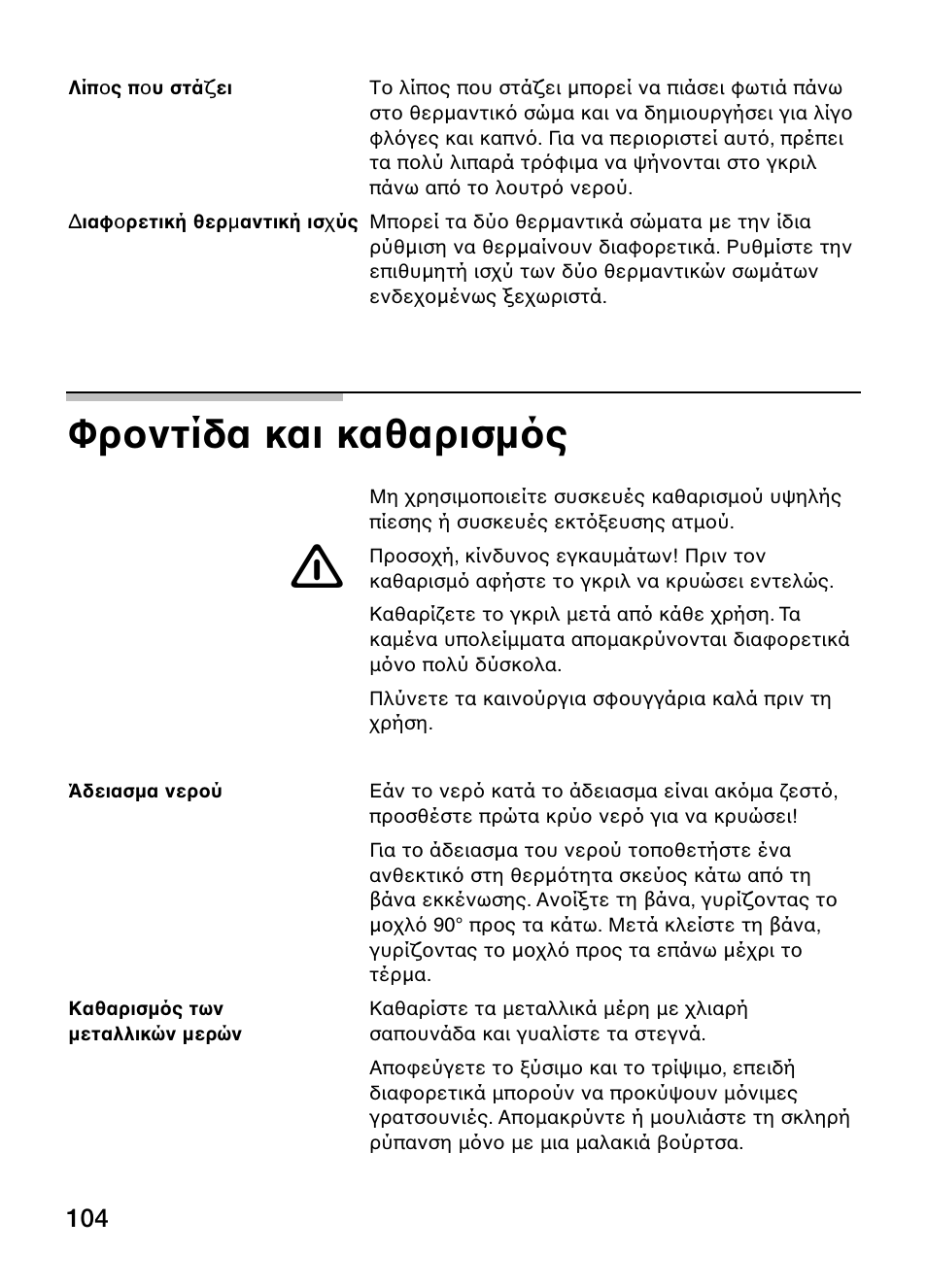 Φρ ντίδα και καθαρισμ ς | Neff N64K40N0 User Manual | Page 104 / 124